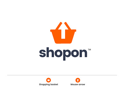 Shopon arrow brand cart concept focus icon identity letter logo mark minimal mouse online purchase shop shopping shopping cart trend up vector