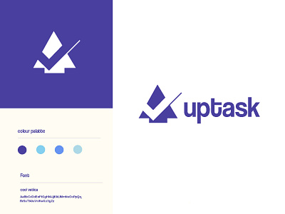 Uptask arrow brand check creative design icon identity illustration job logo mark minimal movement negative space right software task management tick up vector