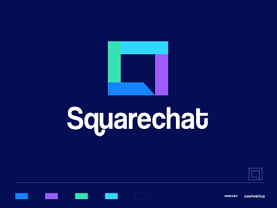 Squarechat chat colourfull communication concept creative gradient icon identity illustration logo mark minimal negative space programing software speech speech bubbles square talk vector