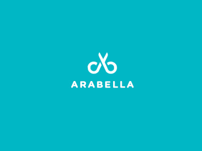 Arabella a artission brand haircut icon illustration logo mark negative space saloon scissor