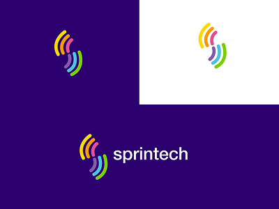 Sprintech brandhalos code icon illustration letter logo mark network s sprint tech technology