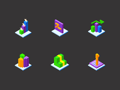 Isometric Icons brandhalos code community icon illustration isometric logo mark money solution tech technology