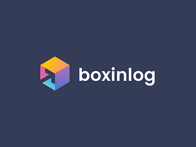 Boxinlog arrow box brandhalos cube identity illustration logistics logo mark open