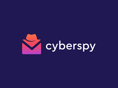 Cyberspy brand cyber security detective envelope hat identity logo mail icon mark secure spy technology logo