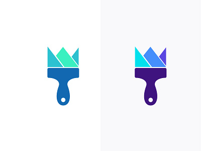 Brush King battle brush clever color crown crown logo icon king kingdom mark minimal paint painter royal royalty security sword wall war watercolour