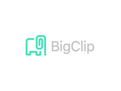 Bigclip / Elephant mark 2d 3d abstract agency animal app attachment big character clean clip concept creative design elephant icon identity illustration logo paper