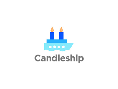 Candleship abstract app art blue boat brand candles clean concept design flat icon identity illustrator interface logo logotype minimal ship vector