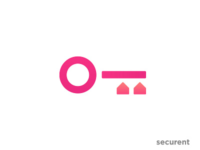 Securent Logo / key / home abstract clean concept creative flat gradient home house icon illustration key logo mark minimal real estate red rewamp security app symbol system