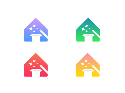 Magic house colorfull concept creative design flat flat 2.0 gradient hat home house icon illustration logo magic mark minimal negative star vector wand