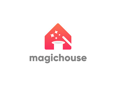 Magichouse Logo app colorfull concept creative design flat flat 3d gradient hat home house icon illustration logo magic minimal negative star vector wand