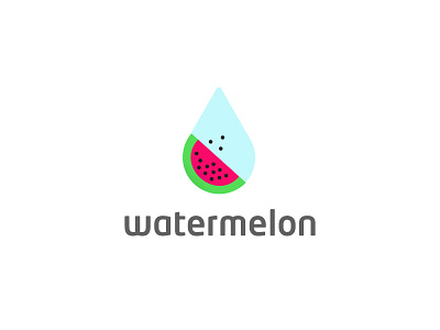 Water / melon abstract colorfull concept creative drinks drop flat food app fun green green app icon illustration logo mark minimal vector vector art water watermelon