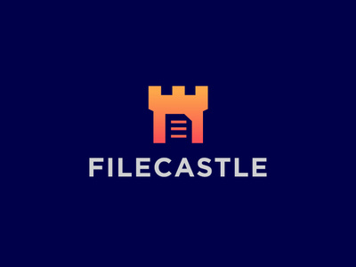 Filecastle Logo brand building castle clever concept creative file gradient house illustration logo logo designer minimal negative space paper storage top 9 top nine tower vector