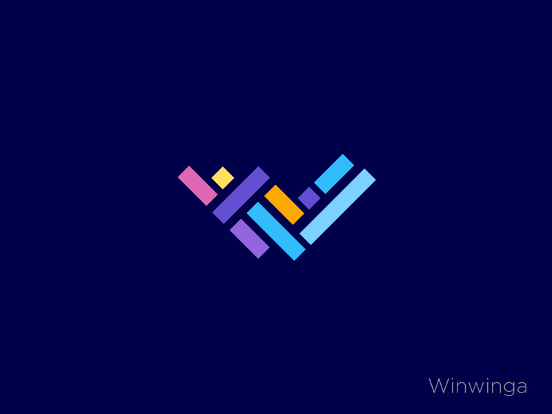 Winwiga simple letter typography trend 2019 top 9 colourfull gradient cube letter w abstract concept flat minimal vector creative icon identity mark illustration logo