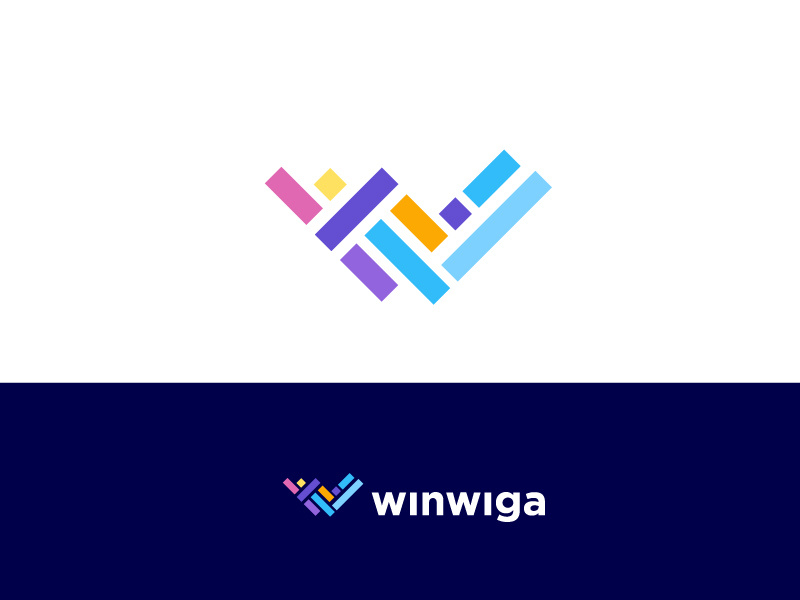 Winwiga simple flat abstract creative trend 2019 trending top 9 typography w logo lettering logo designer minimal letter vector brand identity mark icon illustration logo
