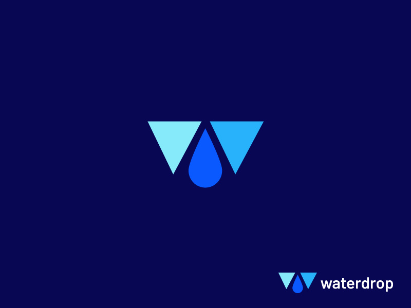 Waterdrop geometric abstract growth arrow top 9 ocean sea blue water drop letter lettering minimal concept vector creative identity icon mark illustration logo