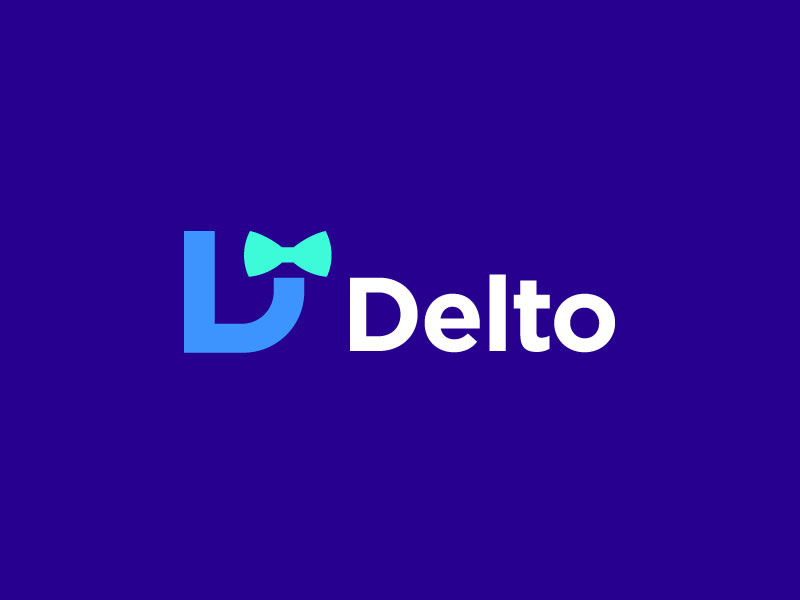 Delto blue fun connect letter d flat abstract letter lettering logo designer smart logos top 9 modern trending creative concept clever talent recruit vector illustration mark designer logo designer studio dress bow tie suit