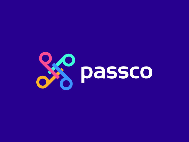 Passco abstract technology digital social media ads content design content writer team work connect social media hashtag logo designer sumesh jose minimal creative brand identity icon mark illustration logo