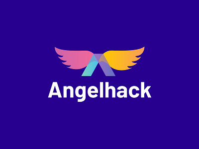 Angelhack angel app bird bird icon brand code coding concept clever creative digital product feather fly gradient colourful monogram hacker hackers letter a lettering art logo designer sumesh jose logo mark technology trend modern top9