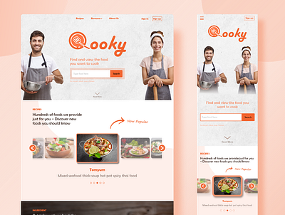 Responsive Website for cooking tutorial app branding design graphic design illustration logo typography ui ux vector