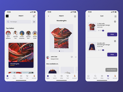 An app for a print-on-demand company app design e commerce print on demand ui ux