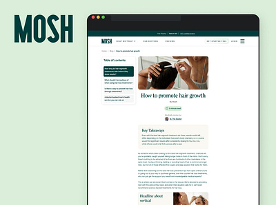Mosh Blog app blog design branding design landing page typography ui ux web design