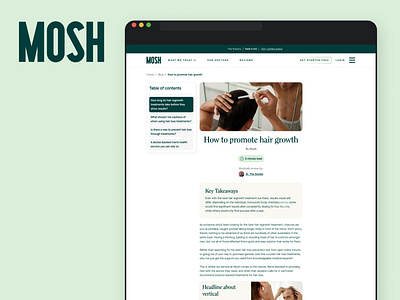 Mosh Blog app blog design branding design landing page typography ui ux web design