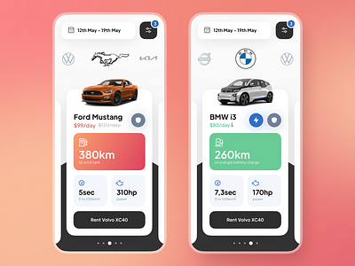 Car Rent Cars Cards UX UI