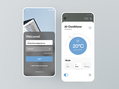 Welcome Screen + Device UX UI Smart Home iOS App app blue blur design device glass glassmorphism interface ios login mobile registration sign in sign up smart home ui user experience user interface ux welcome