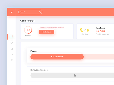 Courses Dashboard (orange version) app courses dashboard data visualisation datavis interface ui ux web web design