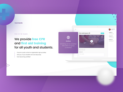 YouthCPR Homepage Design blue cpr gradient interface medicine purple ui ux web web design