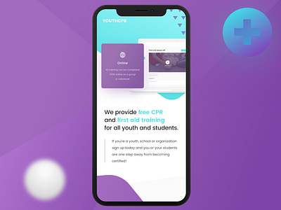 YouthCPR Homepage Mobile Design blue cpr gradient interface medicine purple ui ux web web design