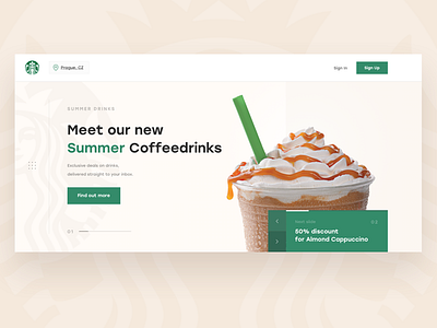 Starbucks Redesign #1 Homepage coffee coffeeshop green interface light starbucks tea ui ux web design website white