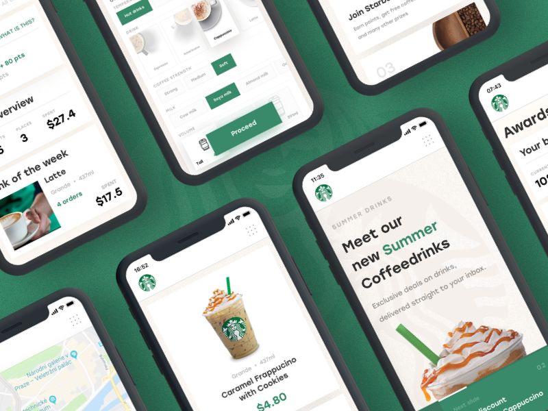 Starbucks Redesign #2 Mobile screens by Konstantin Zhuck on Dribbble