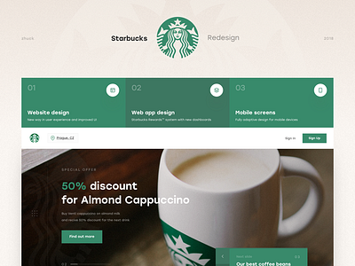 Starbucks Redesign #3 Case intro app coffee coffeeshop green interface ios mobile sketch ui ui ux ux web design