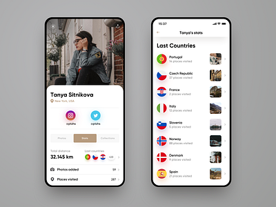 Untravelled App Design #1. Profile and stats account app design interface ios profile sketch app stats travel ui uidesign ux uxdesign web web design