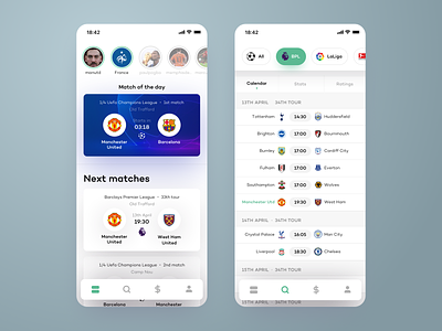 Football App #1 app champions league design football gradient interface ios manchester united mobile soccer ui ux web web design