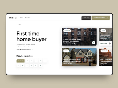 Mortgage Website #1 Educational Module design education interface modules mortgage sketch app ui ux web web design