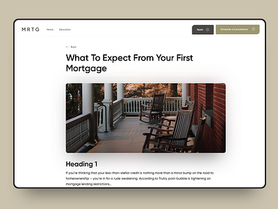 Mortgage Website #1 Article page article design education heading interface mortgage photo sketch app ui ux web web design