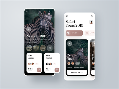 Safari Tours Mobile App UI Design africa animal app design interface ios mobile mobile app mobile design mobile ui safari sketch app tours ui ux zebra