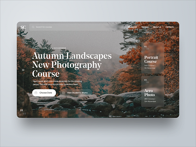 Autumn Photography Course | Desktop Website Design autumn course design interface online course photo photography platform sketch app trees ui uidesign ux uxdesign web web design
