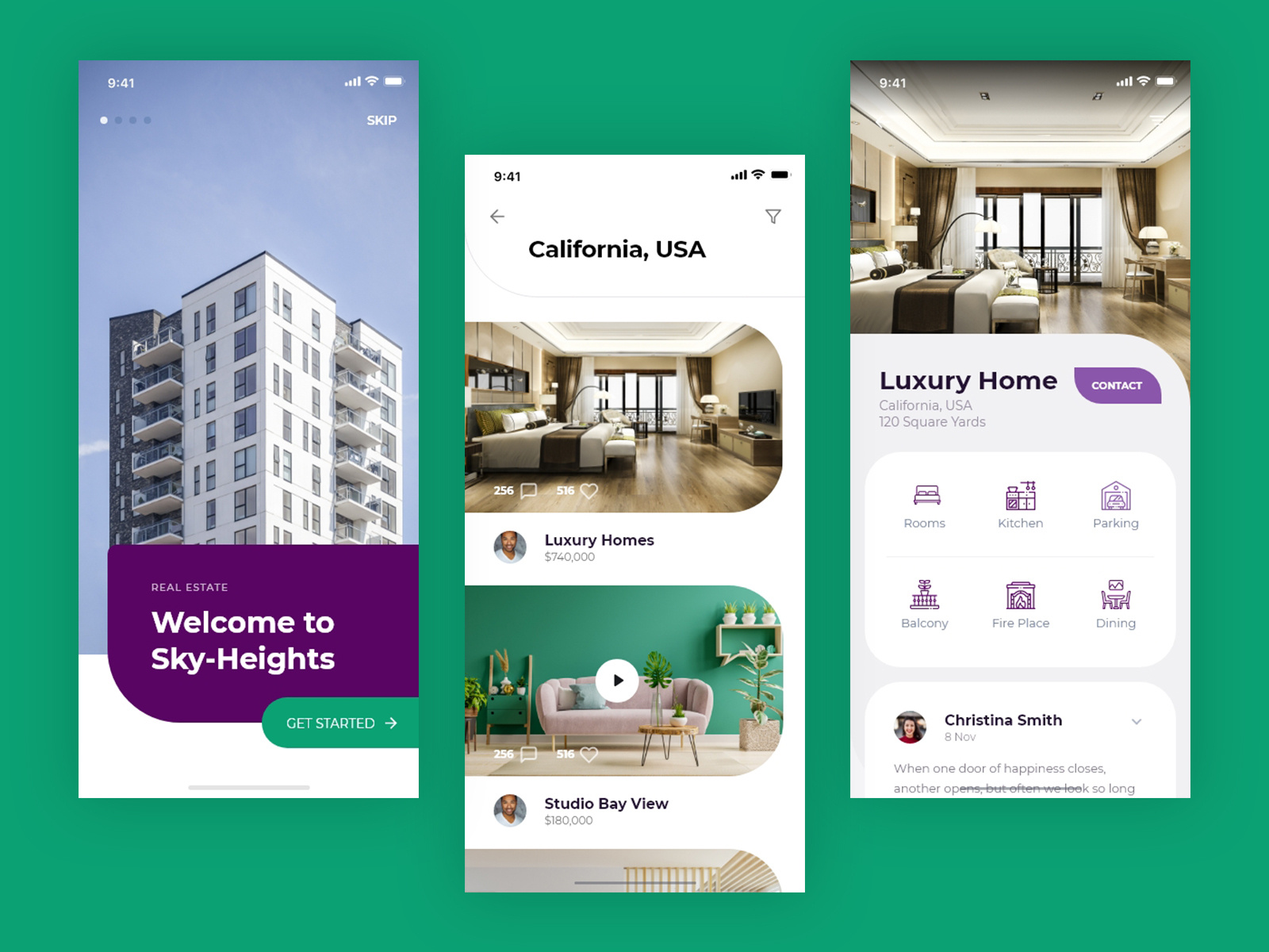 Real Estate Mobile App Design by Momentous Graphic on Dribbble
