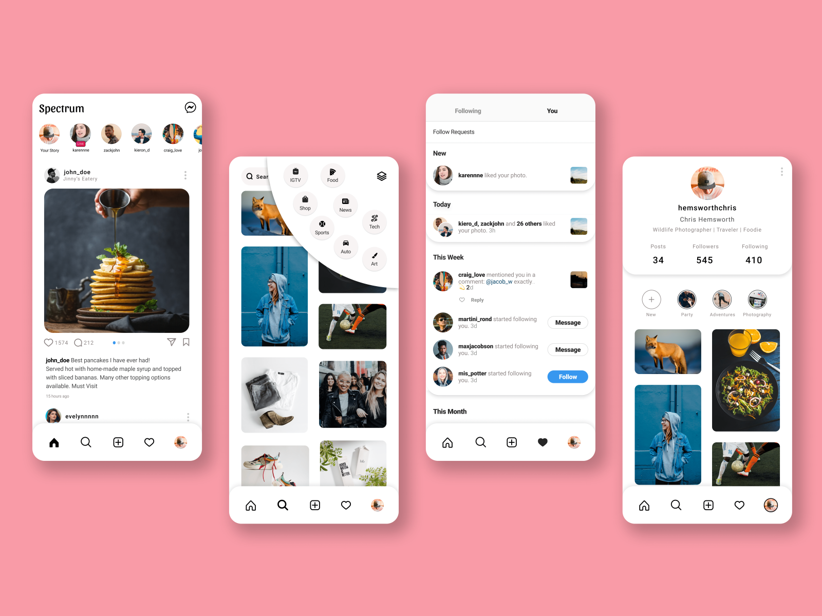 Spectrum- Instagram UI Concept by Sparsh Bhatia on Dribbble