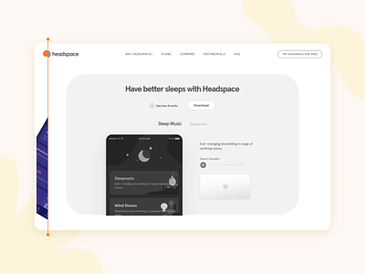 Headspace Wires to HiFi design illustration mockup motion design ui wireframe