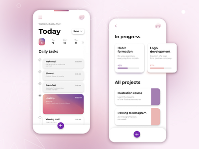 Interface for a mobile task manager branding design graphic design illustration ui ux