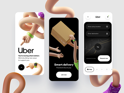 Uber App 3d application burger delivery food icon illustration map mapping mobile navigation taxi uber ui uidesign uiux