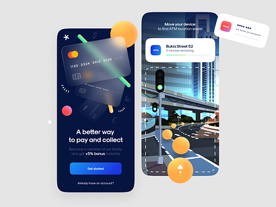Onboarding & ATM Finder - AR animation atm augmentedreality bank card design direction glass illustration minimal mobile product design route scan ui ux virtual