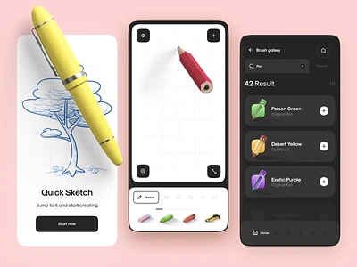 Smart Sketch App Interaction animation app design draw ios 16 list load mobile motion onboarding scroll sketch smart ui ux zoom