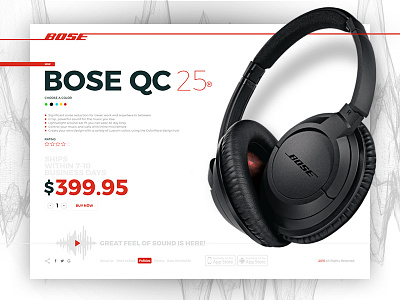 Bose Headphones app branding design flat headphones music product shop type ui ux web