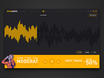 Music Player app channel clean layout minimal music player radio style ui ux web