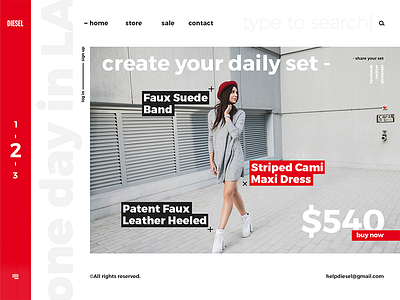 Diesel concept design flat interface minimal style type typography ui ux web website